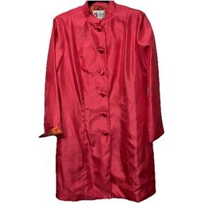 Coral Kimono Blazer Jacket Dress Spring Easter Sz S Maggie Sweet USA Made Preppy